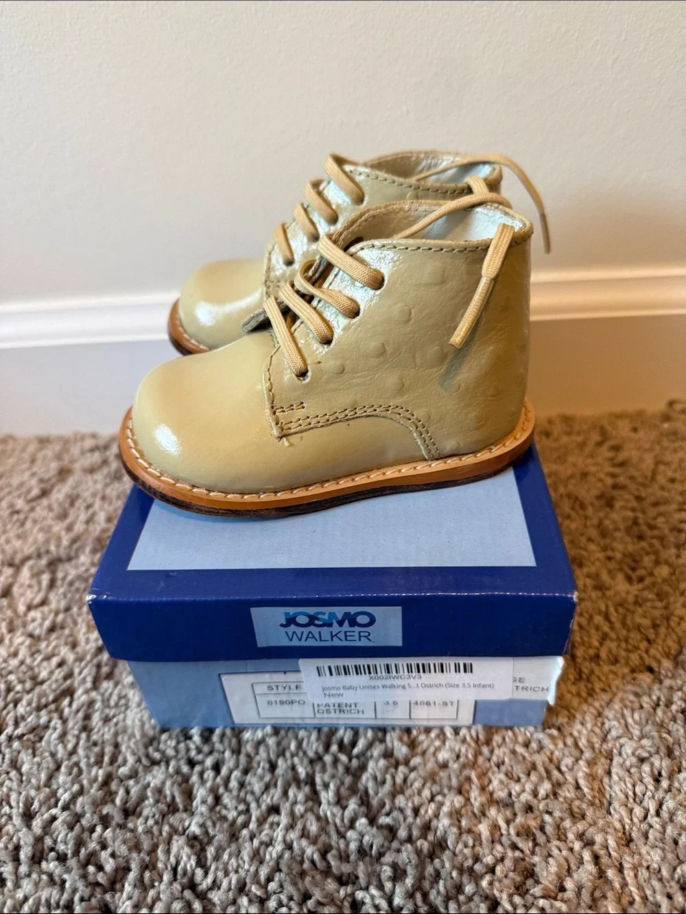 JosmO Walker Kids Yellow Lace-Up Leather Boots